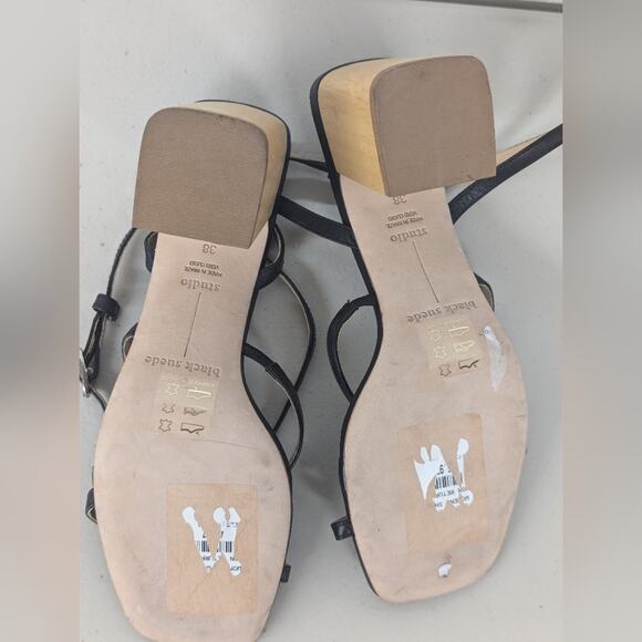 new BLACK SUEDE STUDIO Verana Ankle-strap High-heel Sandals In Black sz38 7.5-8 - Picture 10 of 11